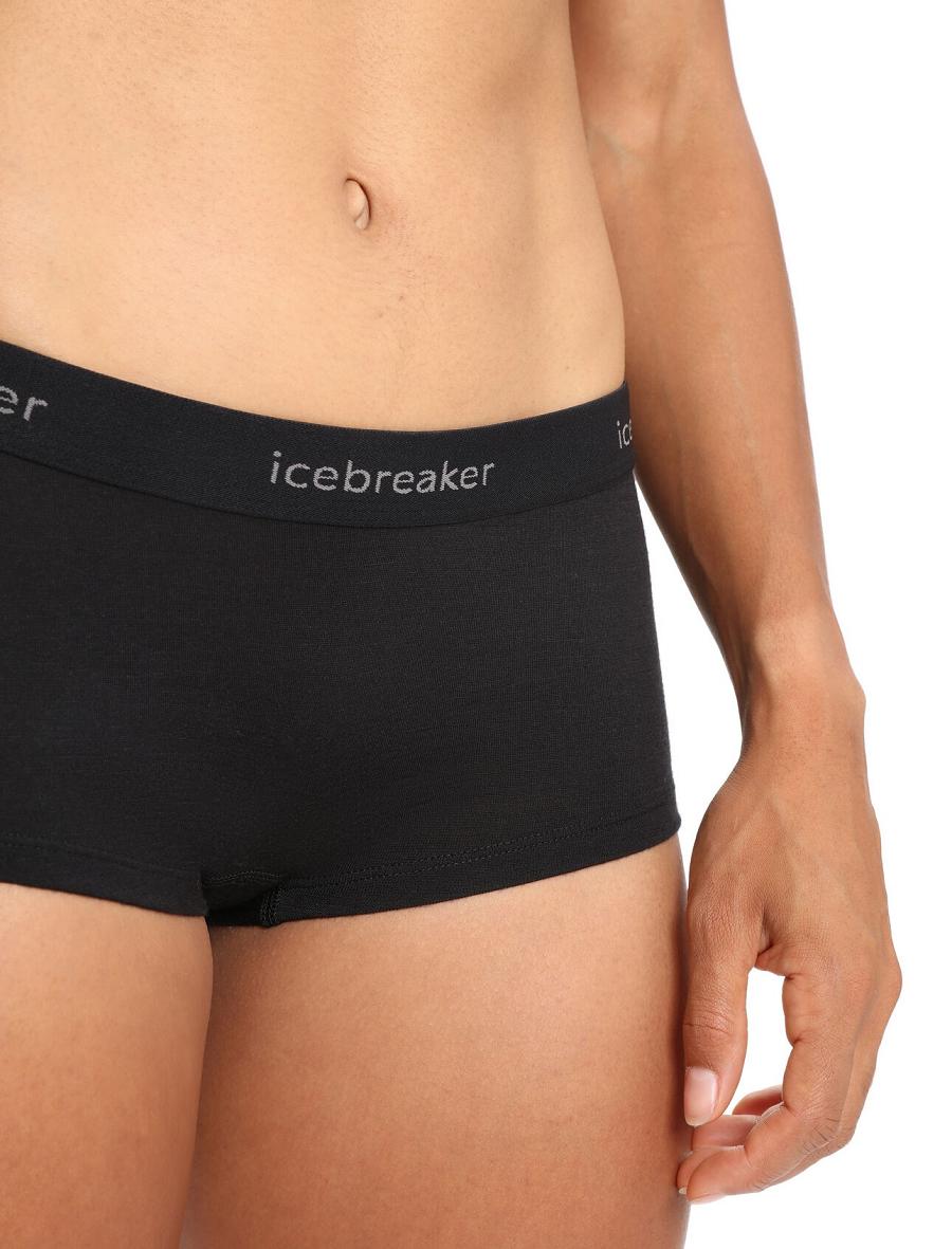 Women's Icebreaker Merino 200 Oasis Thermal Boy Shorts Underwear Black | CA 1262WNBY